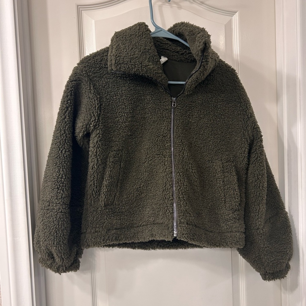 lululemon athletica Olive Green Sherpa Zip Jacket